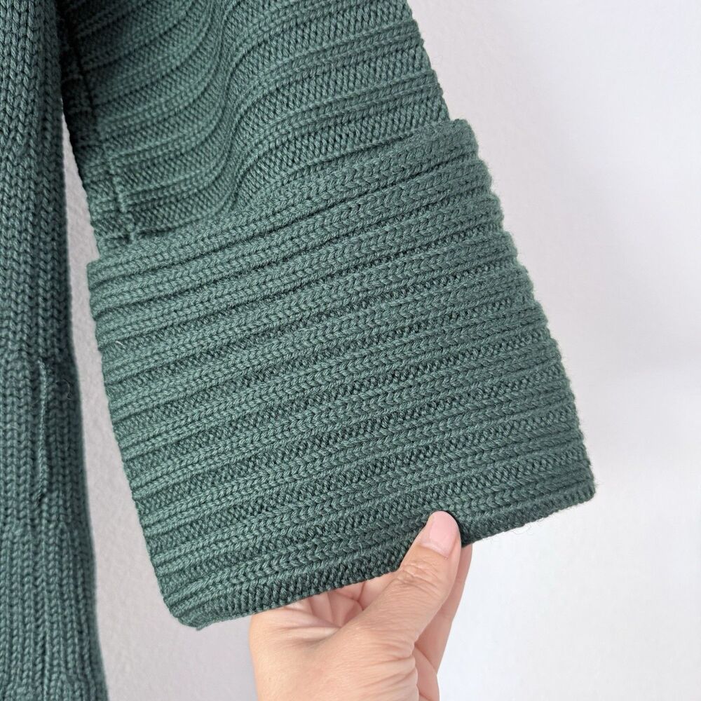VTG Adrienne for SW1 Virgin Wool Longline Cardigan Quiet Luxury Inky Green 80s S - Picture 5 of 16